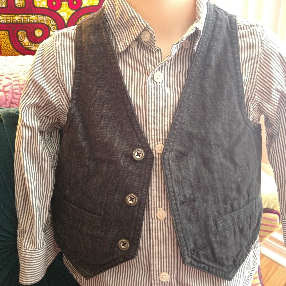 H&M Boys' Dark Gray Pinstripe Vest